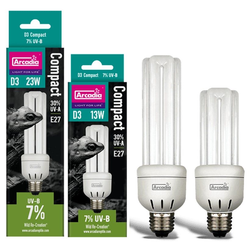 Arcadia D3 Compact 23 Watt UVB Lamp 7% – High UV Reptile Bulb