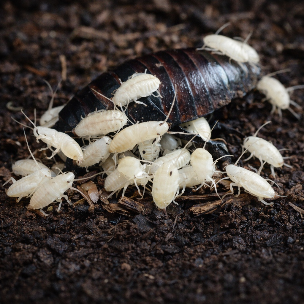 Social cockroach with babies
